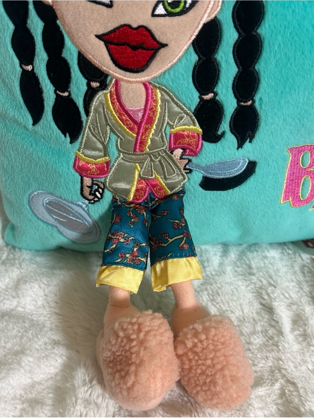 Vtg 2003 BRATZ Slumber Party JADE Plush PILLOW MGA-Aqua Green-w/Tags-12"x12” - Picture 5 of 12